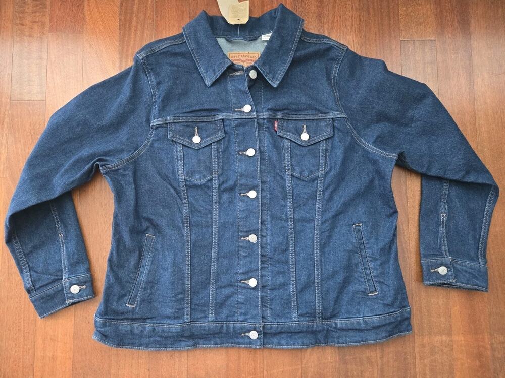 Levi's Women's Blue Button-Down Original Denim Trucker Jacket Plus Size-2XL